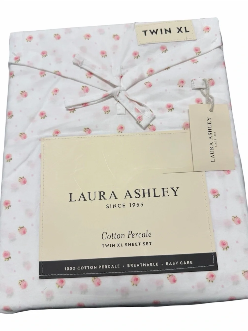 SWEET CONFECTION PINK Laura Ashley Floral Twin XL Sheet Set ~ Dainty Roses